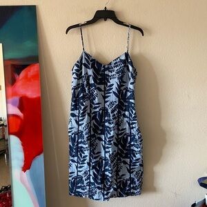 Banana Republic Striped A-line Print Navy Dress